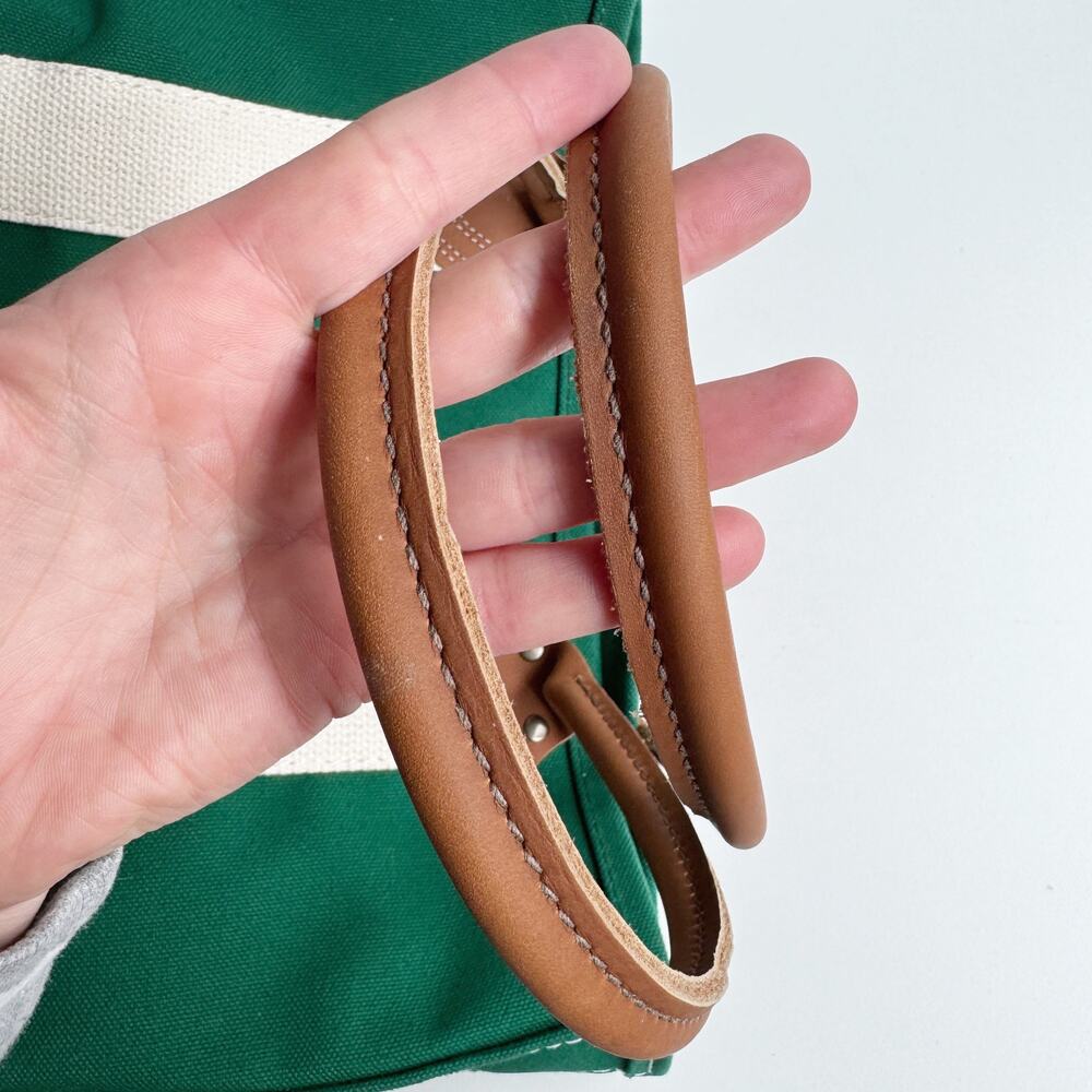NWT L.L.Bean Green Tricolor Monogram S Leather-Handle Katahdin Boat and Tote Bag - Picture 9 of 10